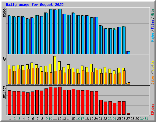 Daily usage for August 2025